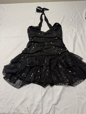 Windsor Black Sequin Halter Mini
